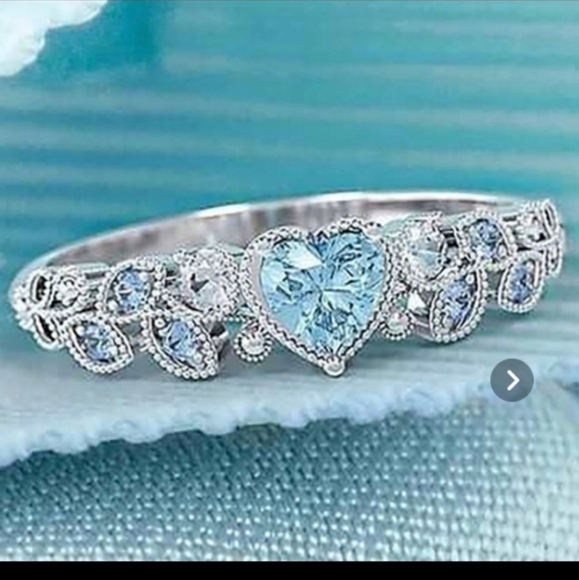 Jewelry - 925 Sterling Silver Aquamarine Heart Ring